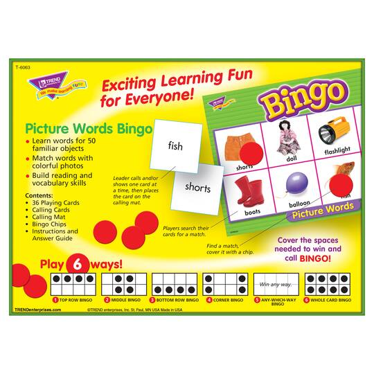 TREND Picture Words Bingo Game